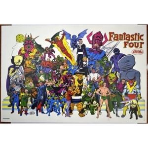 FANTASTIC FOUR John Byrne Poster w VILLAINS COLLAGE #6 Marvel Comics 1984